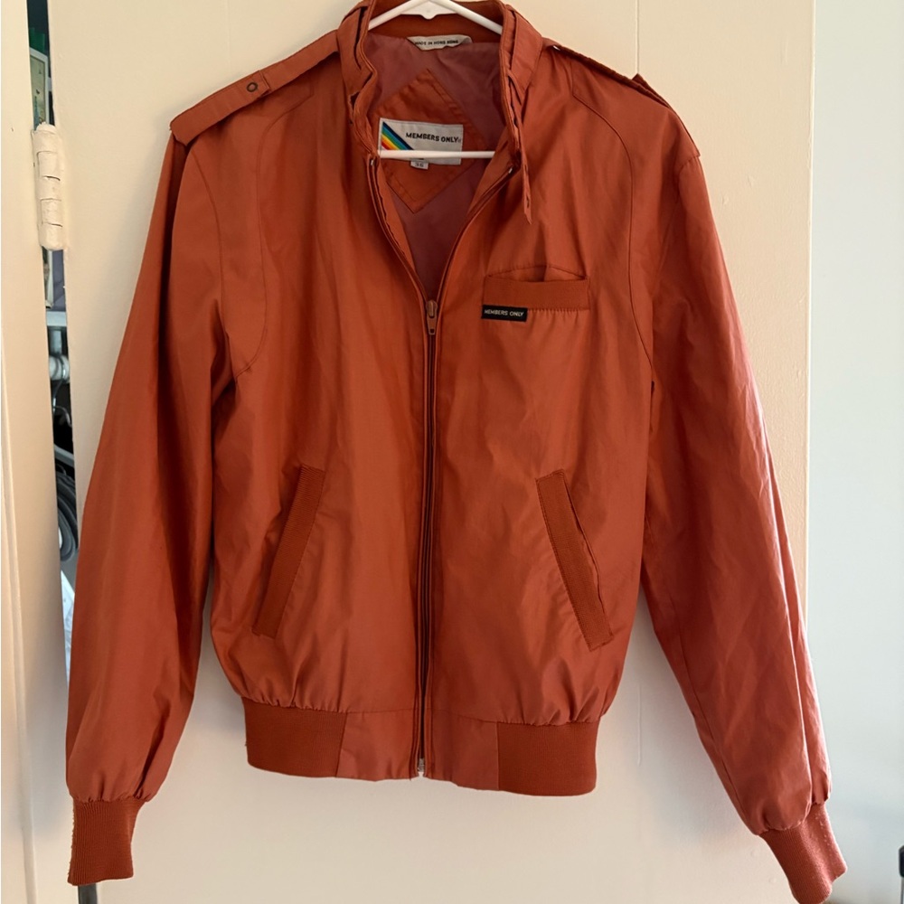 Members Only Orange Bomber Jacket Varsity Style